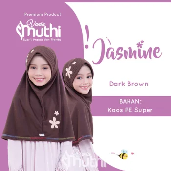 Vania Muthi Jilbab Anak Lucu Kerudung Instan Sekolah PAUD TK SD Anti Gerah Motif Bunga Jasmine Cokelat Tua / Pramuka  JSXS01